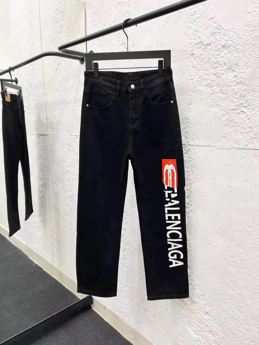Balenciaga Balenciaga Logo Print Black Jeans Black