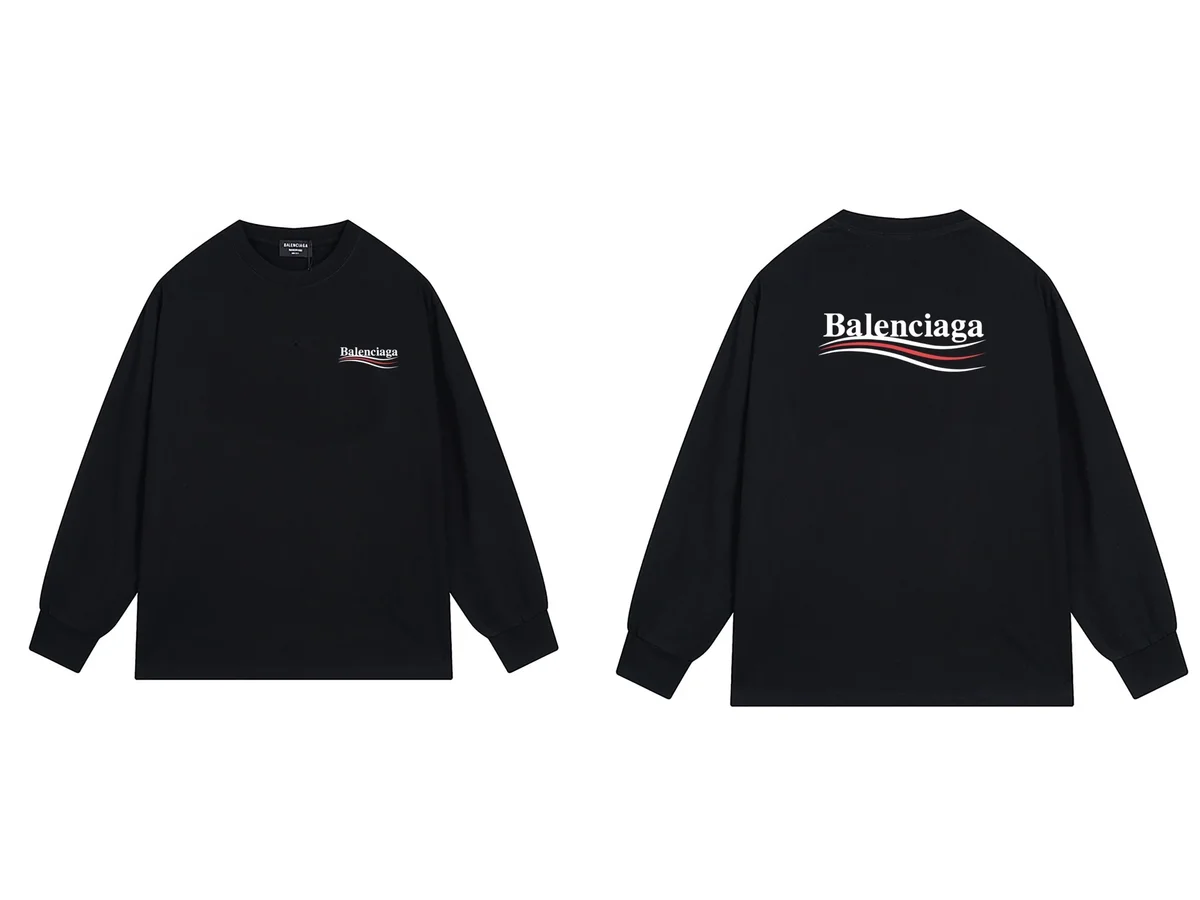 Balenciaga Balenciaga Black Classic Logo Long Sleeve T-Shirt Black - 1