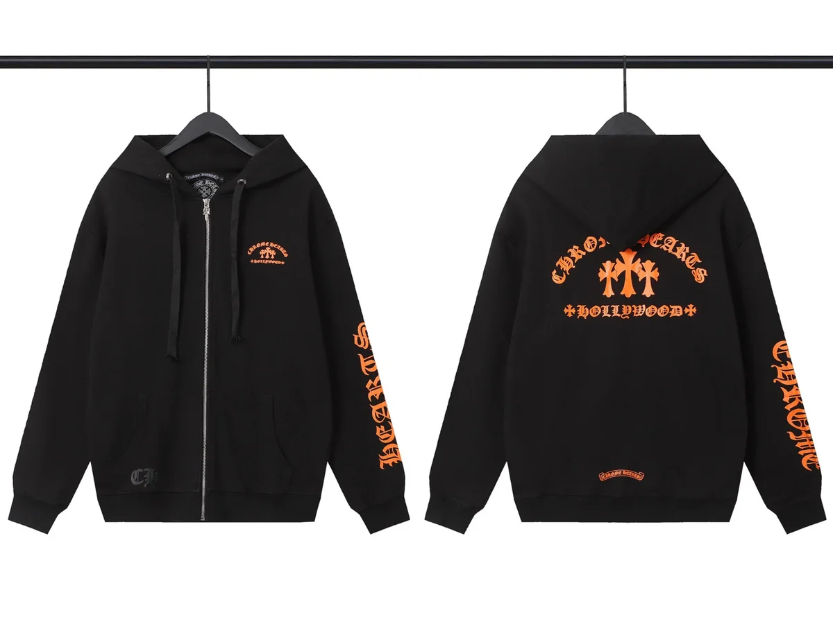 Chrome Hearts Chrome Hearts Hollywood Zip-Up Hoodie Black/Orange Black - 1