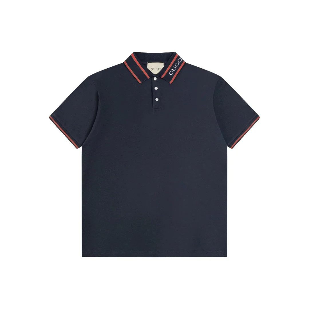 Gucci Gucci Polo Shirt Navy with Red Trim Tops Navy - 1