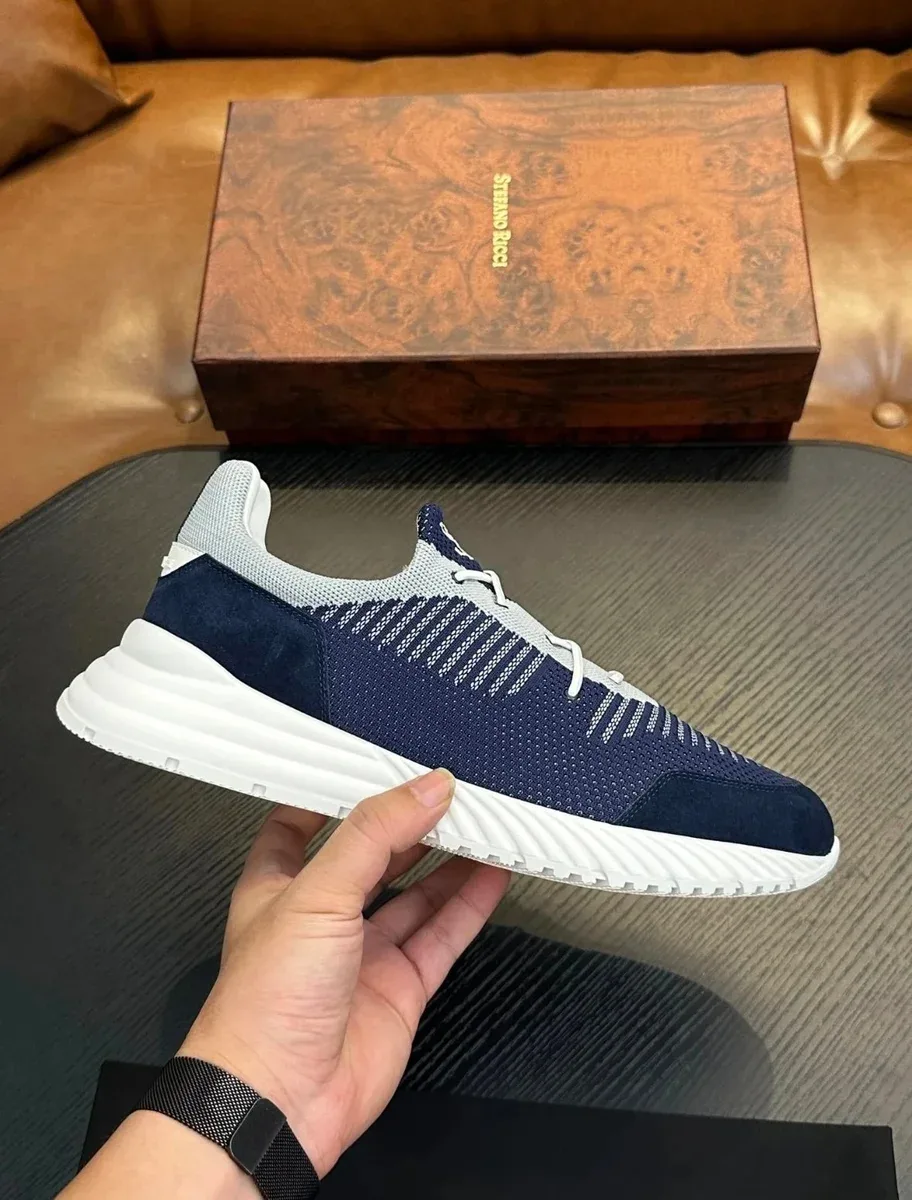 Stefano Ricci Stefano Ricci Navy Blue & White Sneakers Navy - 1