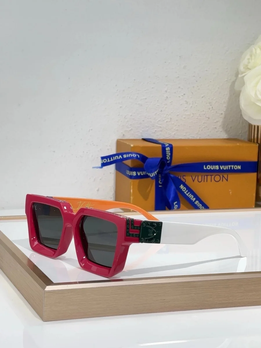 Louis Vuitton Louis Vuitton Monogram A32 Red/White/Orange Square Sunglasses Red