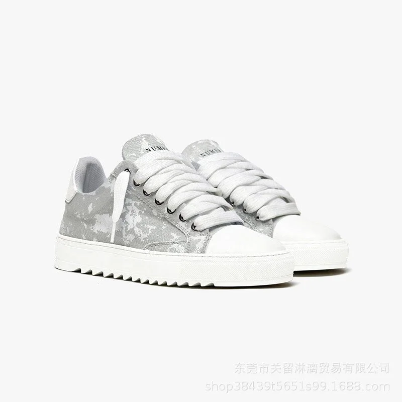 Other Unisex Grey Camo Print Canvas Sneakers Grey - 1