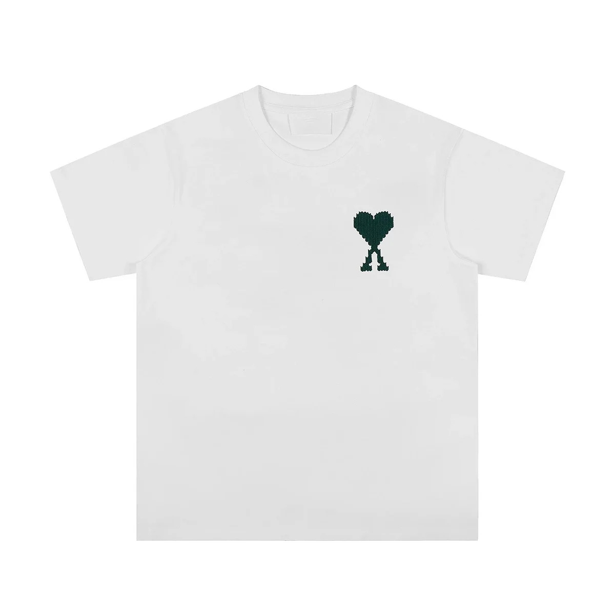Ami Paris Ami Paris White Green Heart T-Shirt White - 1