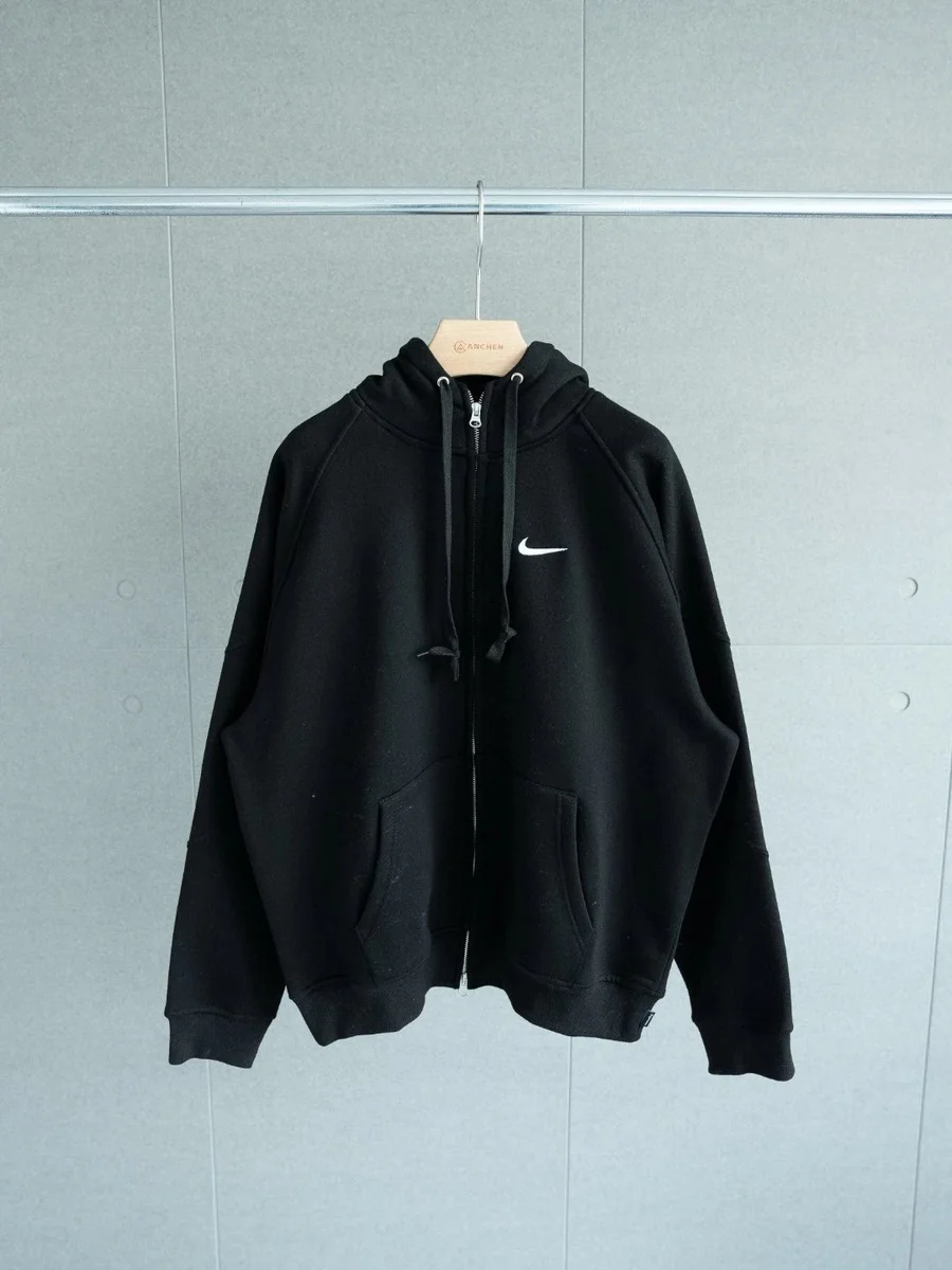 Nike Nike Black Zip-Up Hoodie with White Swoosh Black