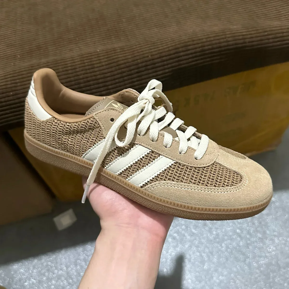 Adidas Adidas Samba Khaki Grid Sneakers Beige - 1