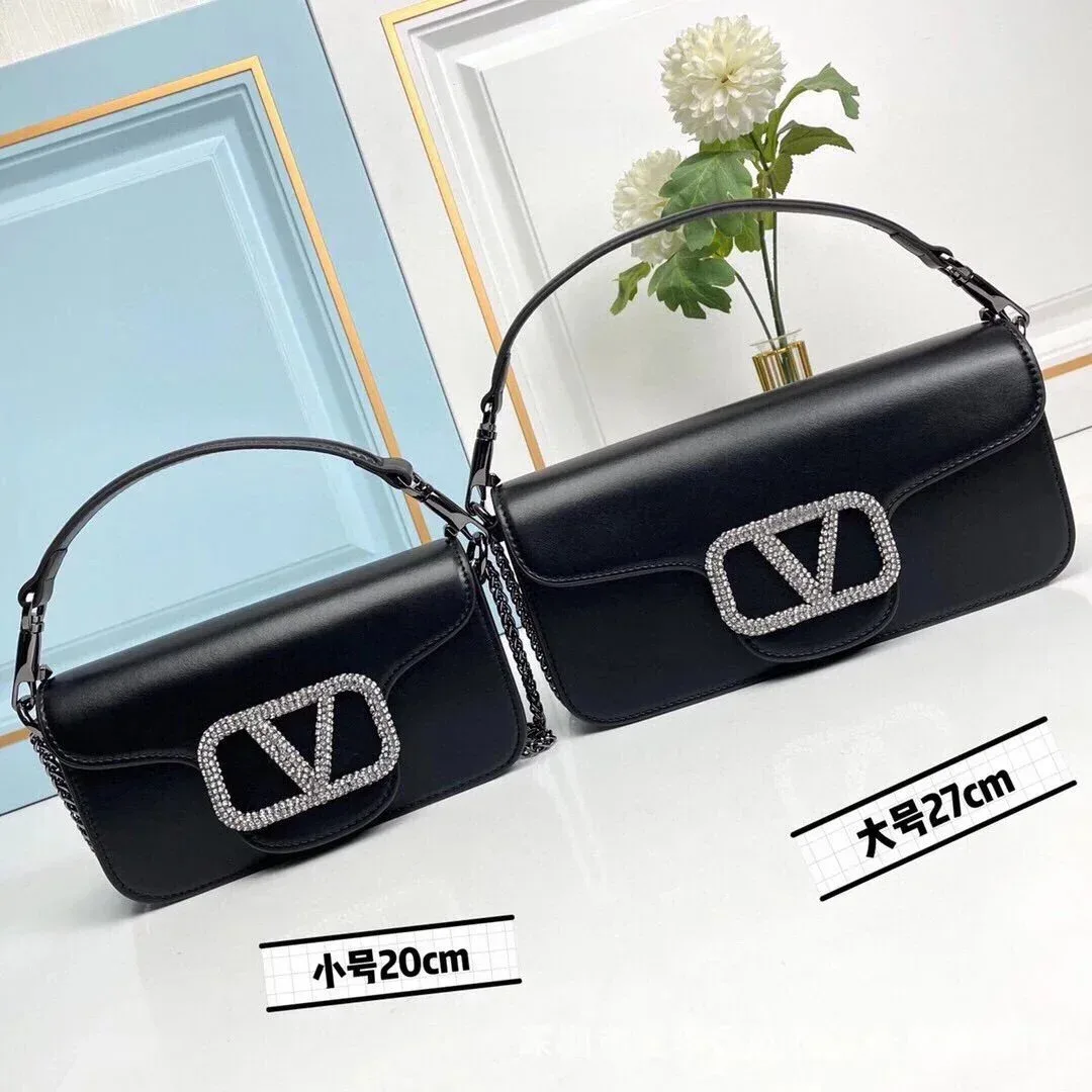 Valentino Valentino VLTN Crystal Logo Black Leather Handbag Black - 1