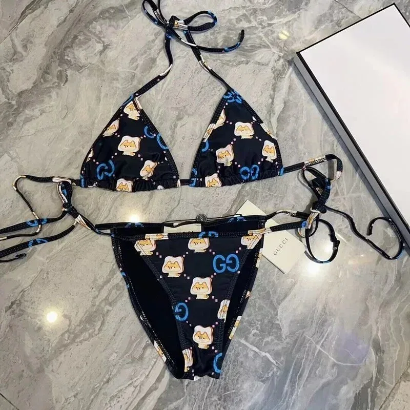 Gucci Gucci GG Supreme Black/Blue/Beige Monogram Bikini Set Black