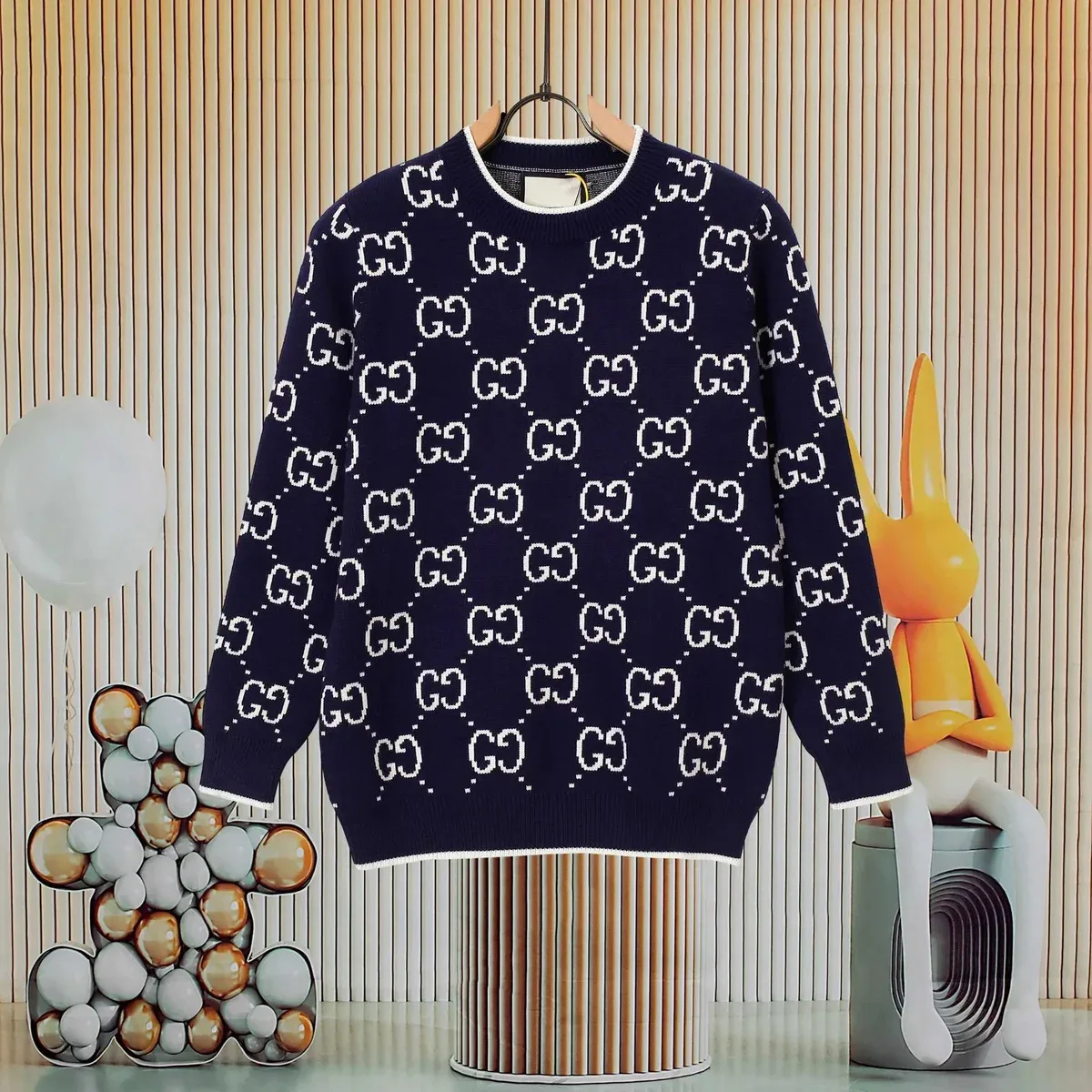 Gucci Gucci GG Supreme Deep Blue Wool Sweater Blue