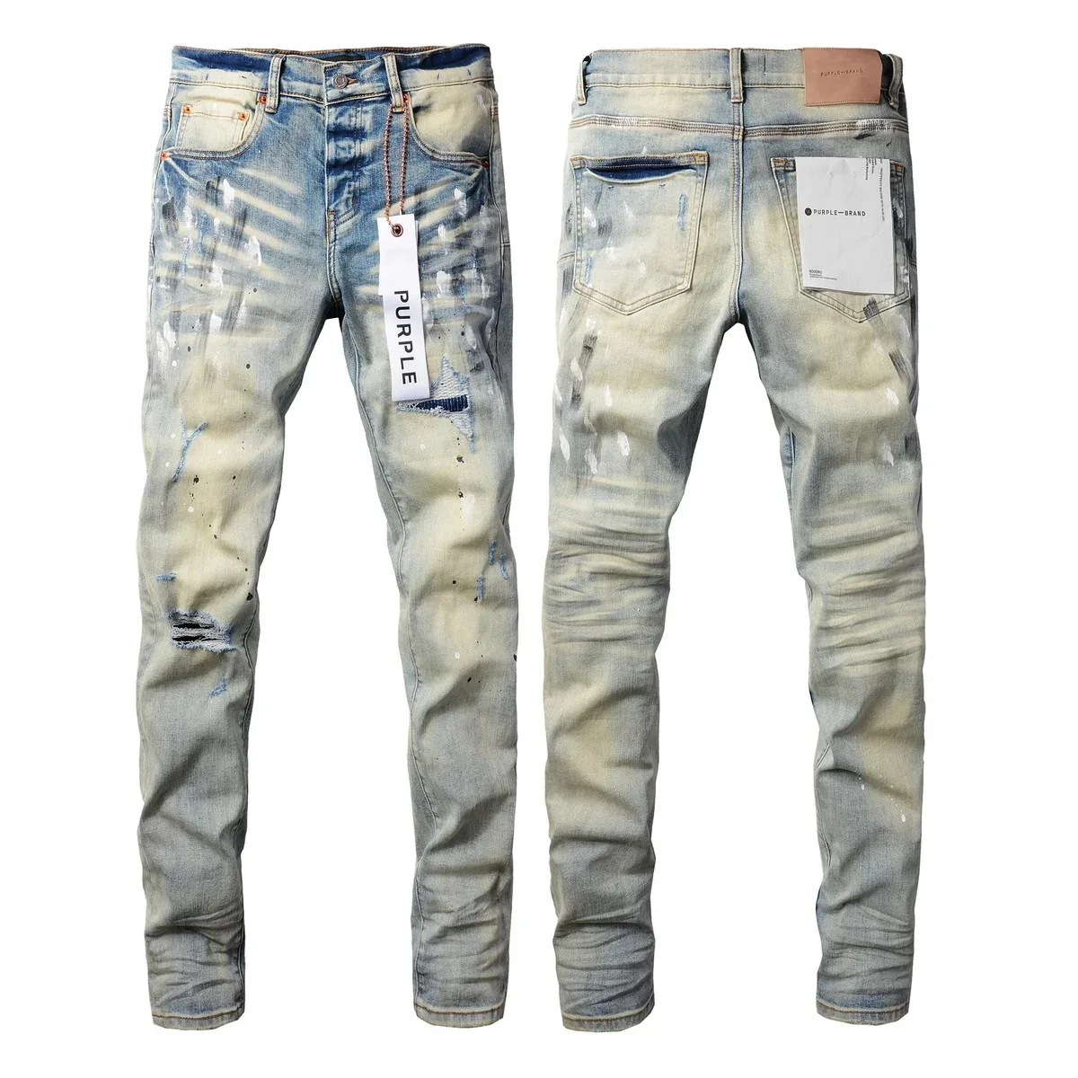 Purple Brand Purple Brand Paint Splatter Light Blue Jeans Blue - 1