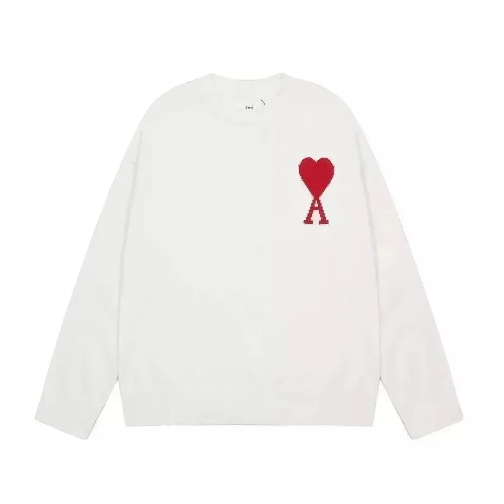 Ami Paris Ami White AM Heart Logo Sweater White - 1
