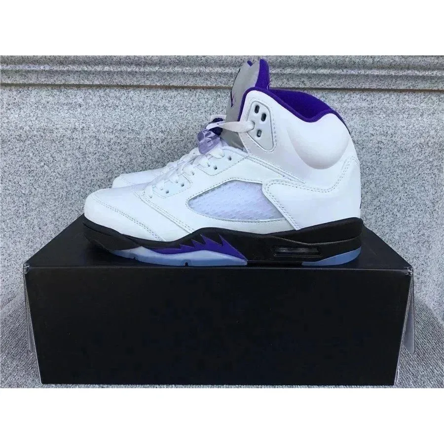 Nike Nike Air Jordan 5 White/Varsity Purple Sneakers White - 1