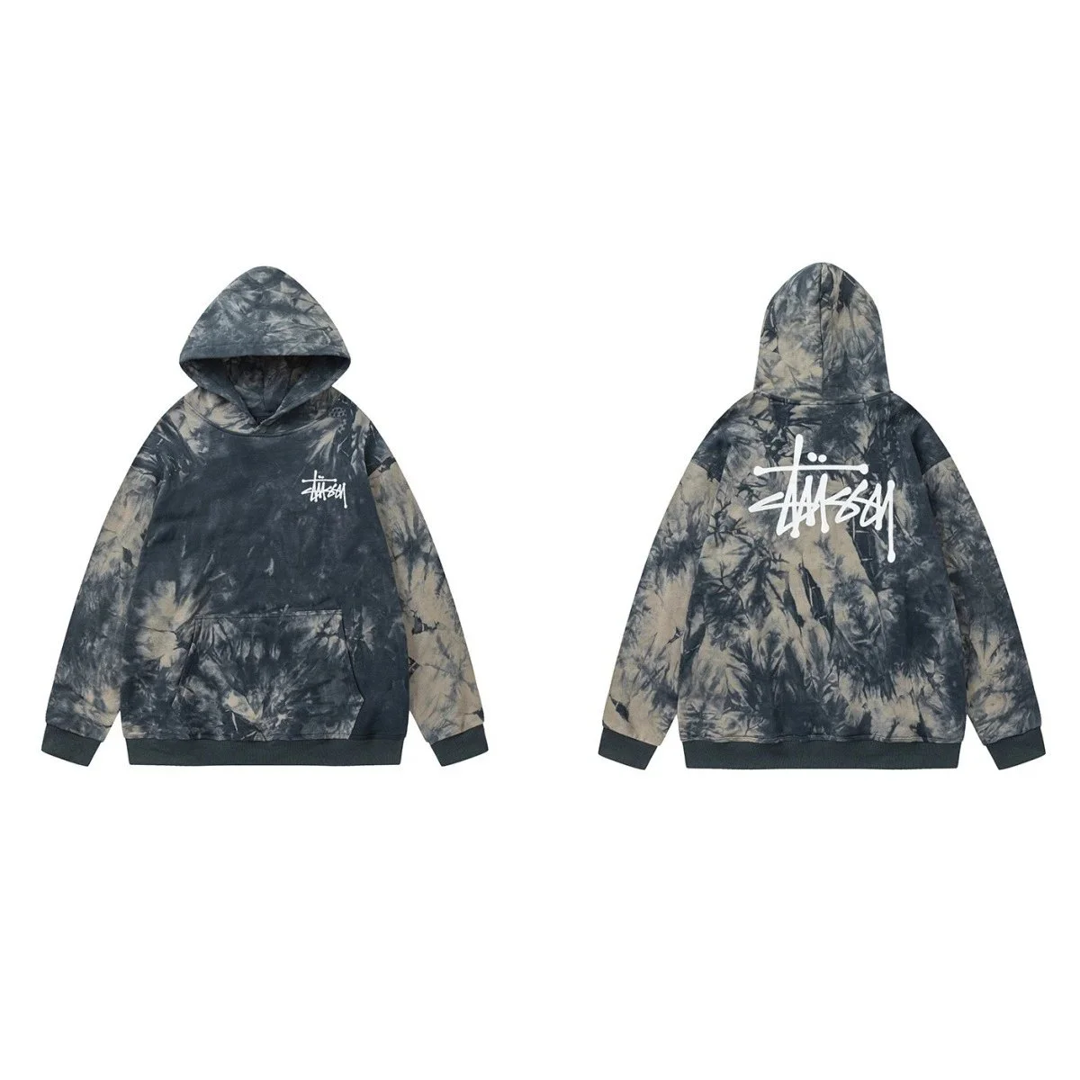 Stussy Stussy Stüssy Grey-Blue Tie-Dye Hoodie Grey - 1
