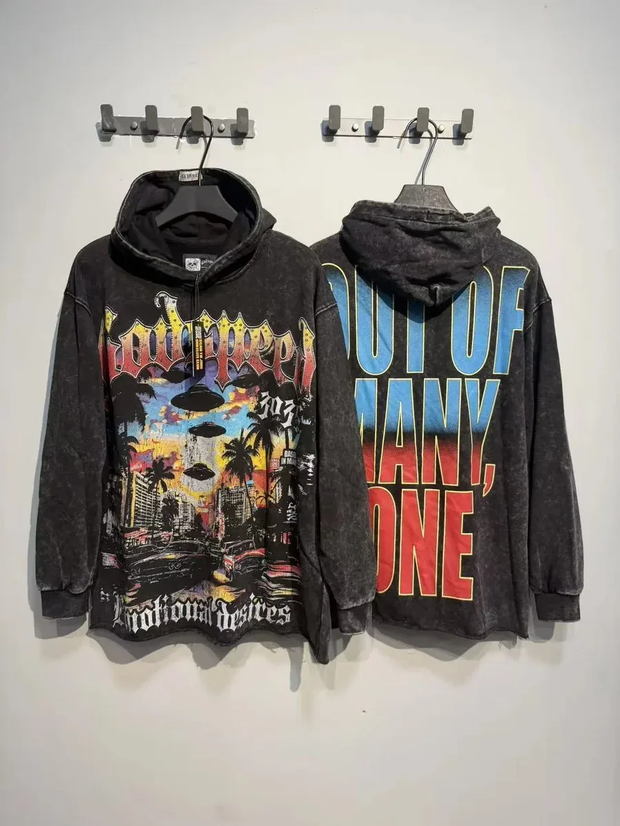 Other Washed Black Graphic Hoodie Black - 1