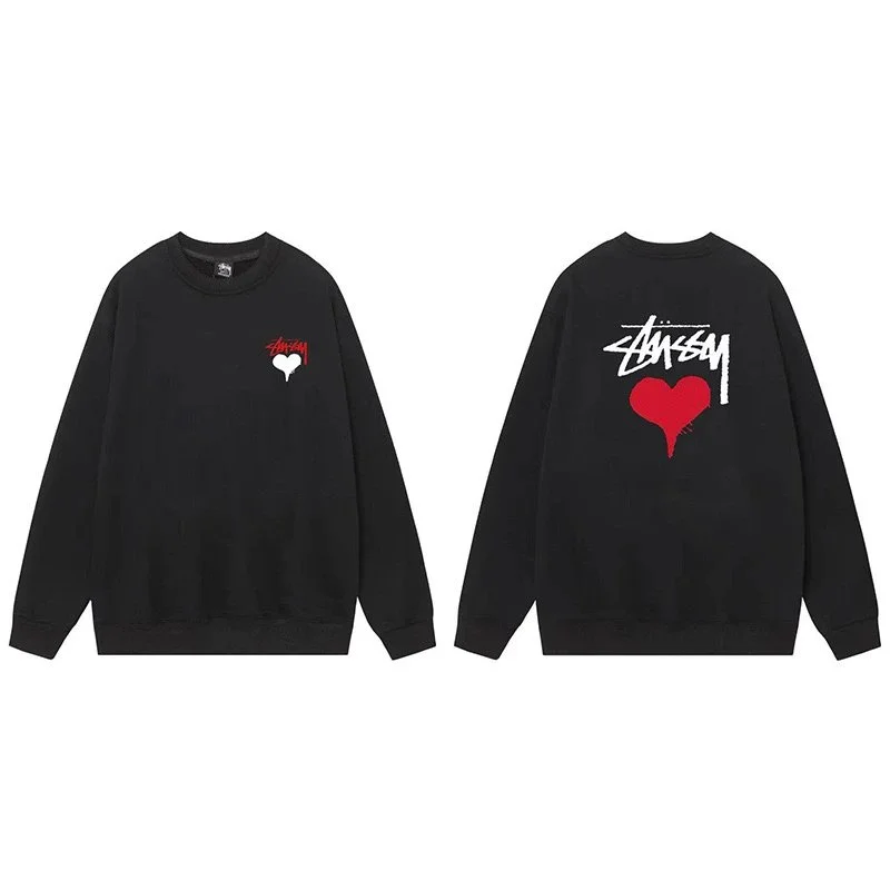 Stussy Stussy Stüssy Heart Black Crewneck Sweatshirt Black - 1
