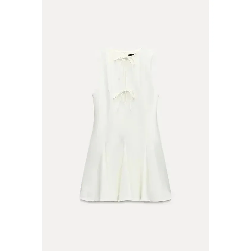 Other Unisex磨白色 Tie-Front Mini Dress White - 1