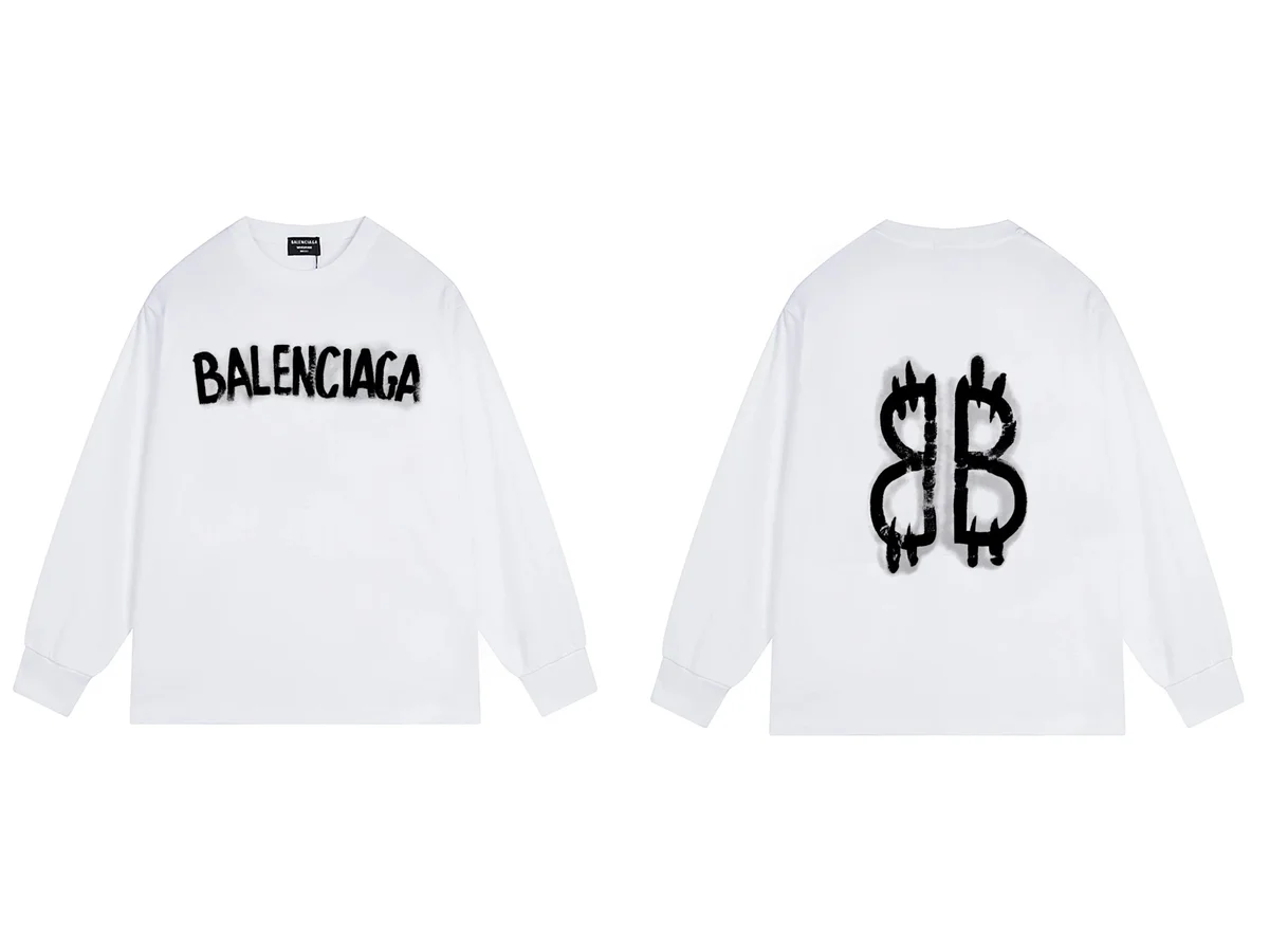 Balenciaga Balenciaga White BB Logo Long Sleeve T-Shirt White - 1