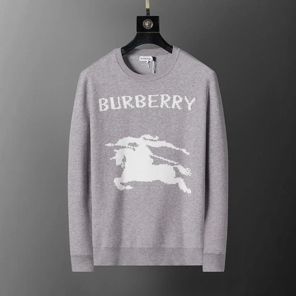Burberry Burberry Grey Equestrian Logo Knit Sweater Grey - 1