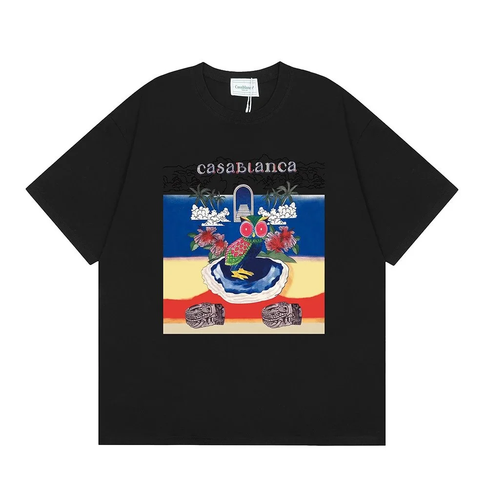 Casablanca Casablanca Triple Black T-Shirt with Graphic Print Black - 1