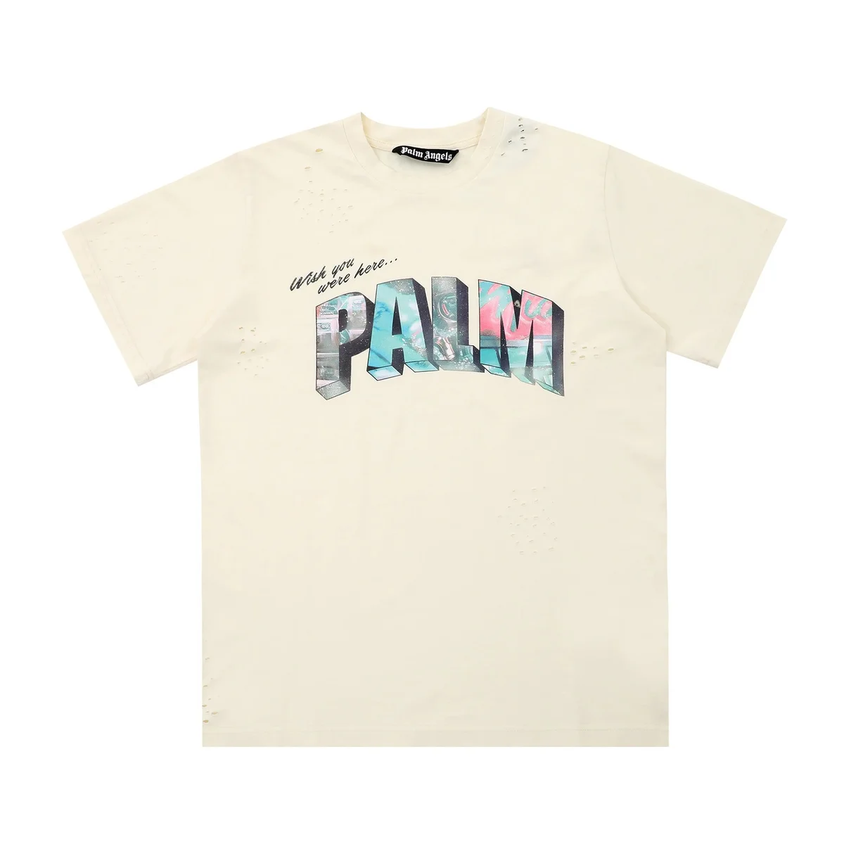 Palm Angels Palm Angels 'Wish You Were Here' T-Shirt Cream Cream - 1