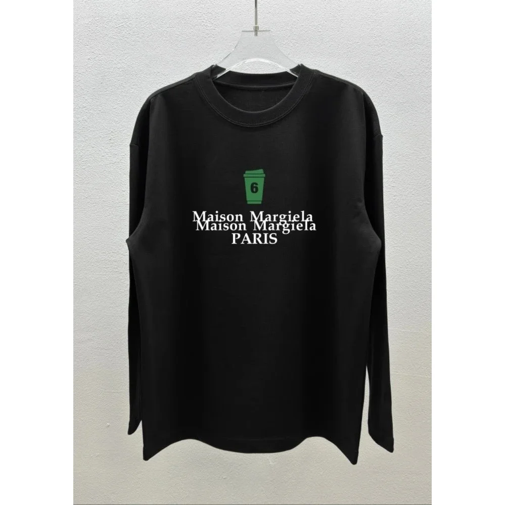 Maison Margiela Maison Margiela Black Coffee Print Long Sleeve Top Black - 1