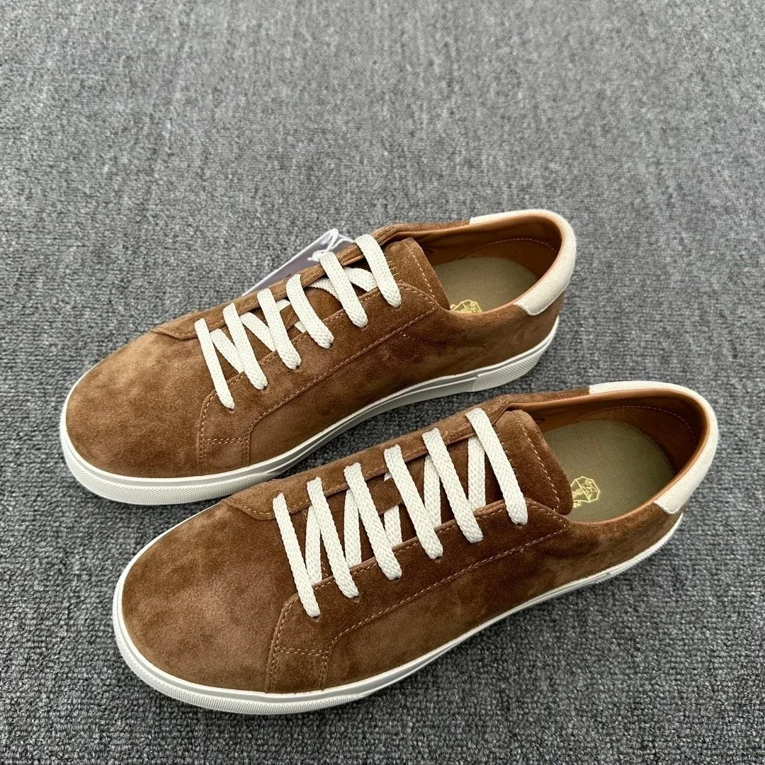 Other Suede Leather Low Top Sneakers Brown White Brown - 1