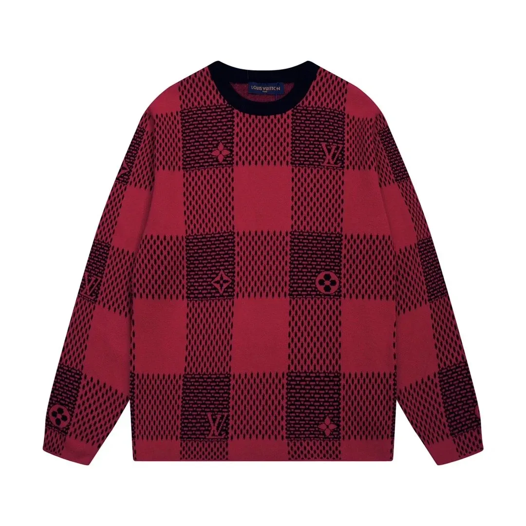 Louis Vuitton Louis Vuitton Checkered Monogram Sweater Red Red