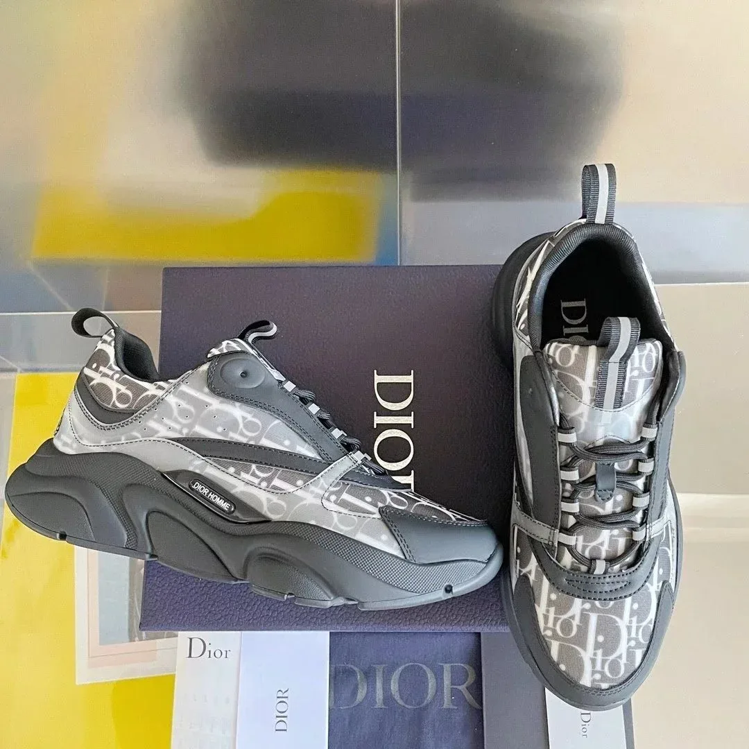 Dior Dior B30 Silver Grey Monogram Sneakers Grey
