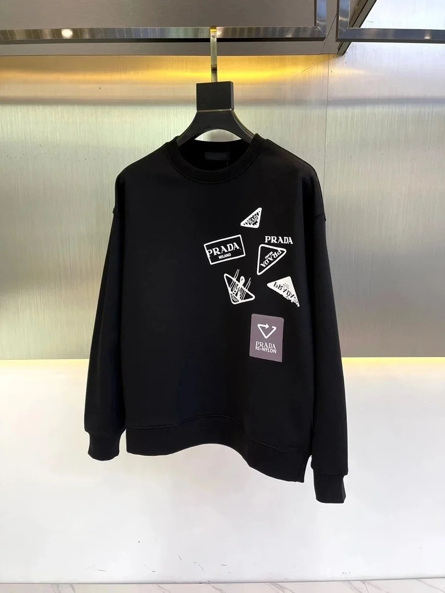 Prada Prada Re-Nylon Black Logo Sweatshirt Black