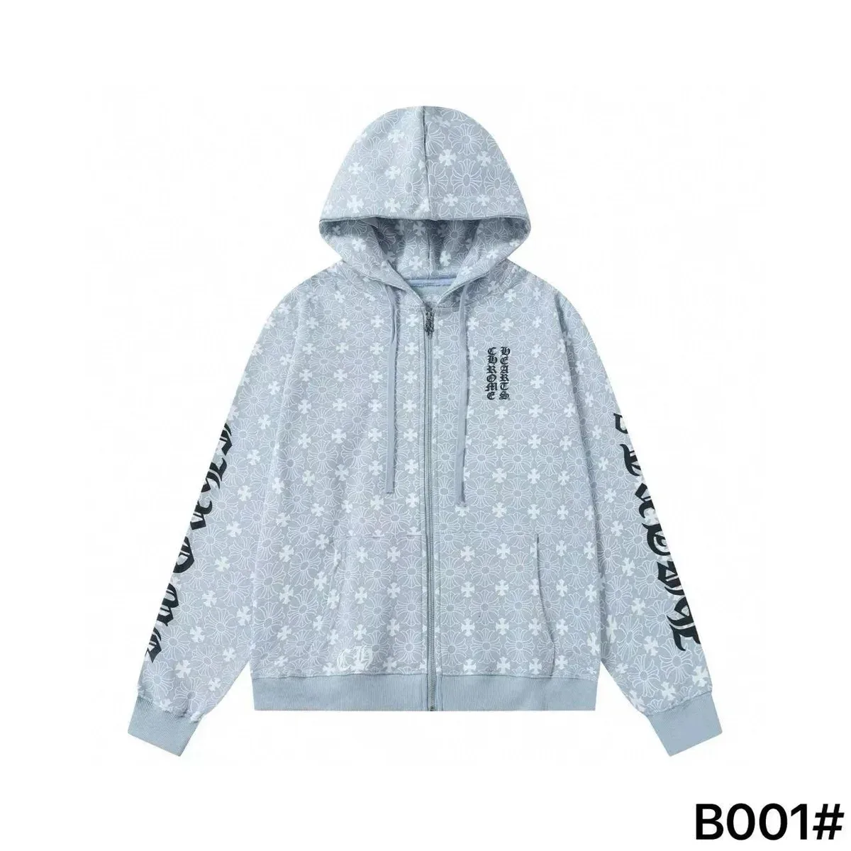 Chrome Hearts Chrome Hearts Floral Zip-Up Hoodie Grey - 1