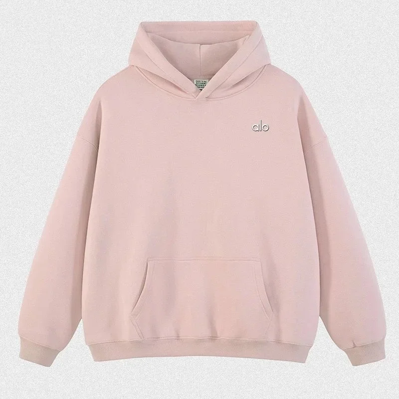 Other Unisex Pink 'alo' Embroidered Hoodie Pink - 1