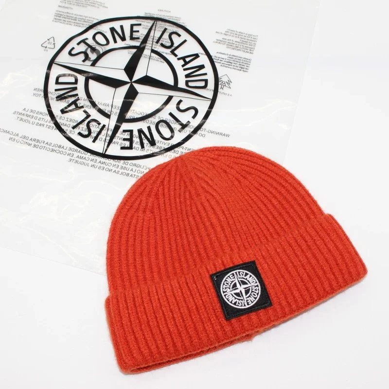 Stone Island Stone Island Orange Beanie with Compass Logo Patch Orange
