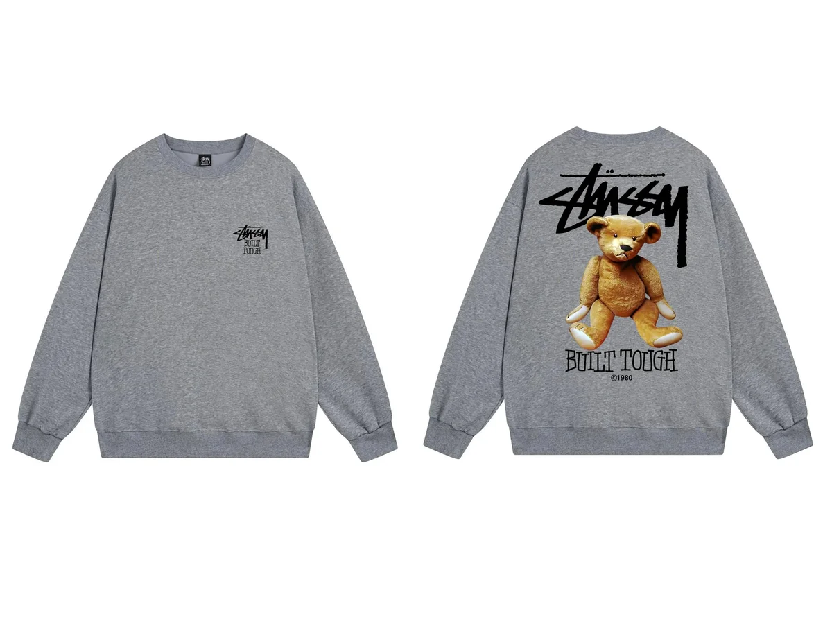 Stussy Stussy Built Tough Bear Graphic Sweatshirt Grey Grey - 1