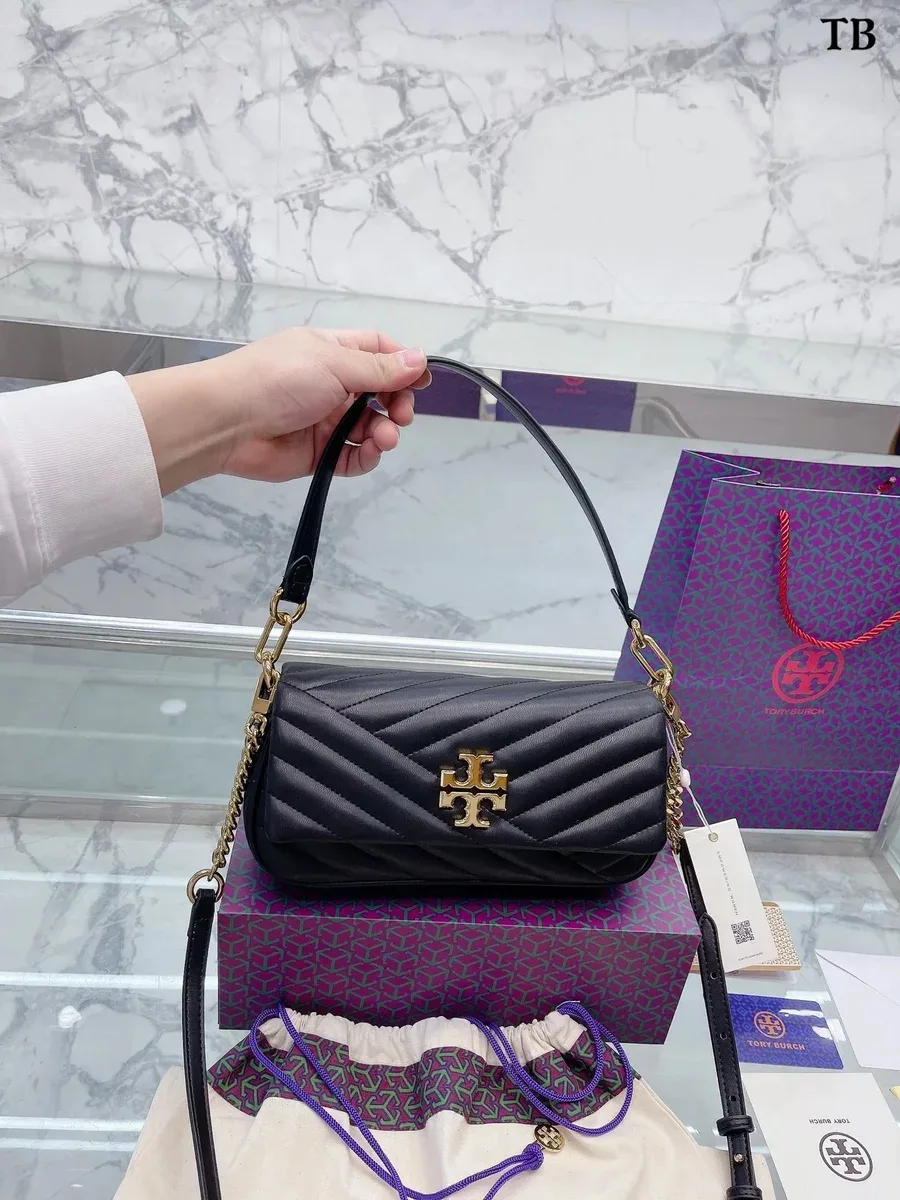Tory Burch Tory Burch Black Quilted Chain Shoulder Bag Black - 1