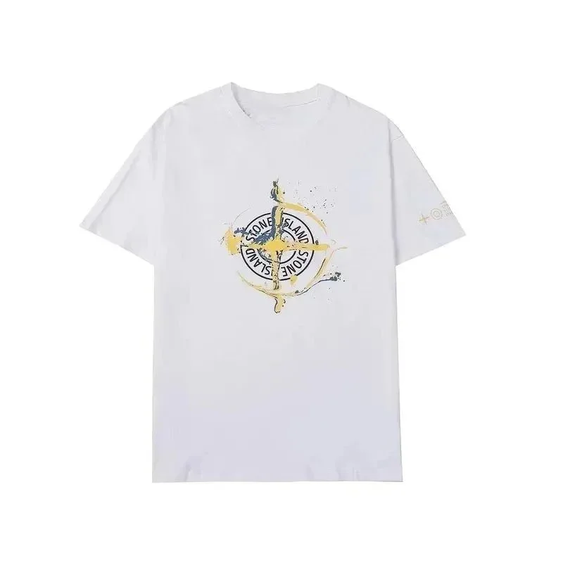 Stone Island Stone Island Compass Logo T-Shirt White with Yellow & Blue White