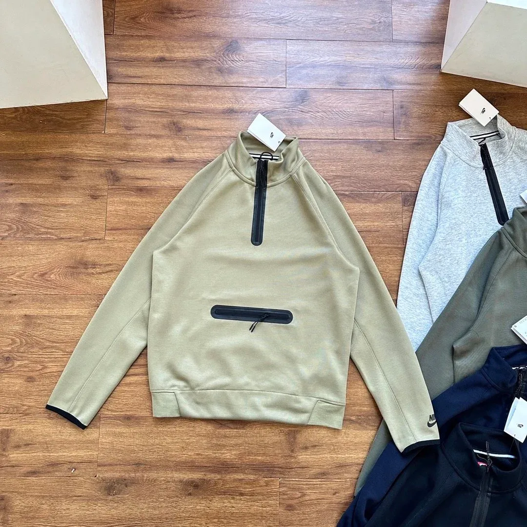 Nike Nike Air Tech Fleece Khaki Half-Zip Sweatshirt Beige - 1