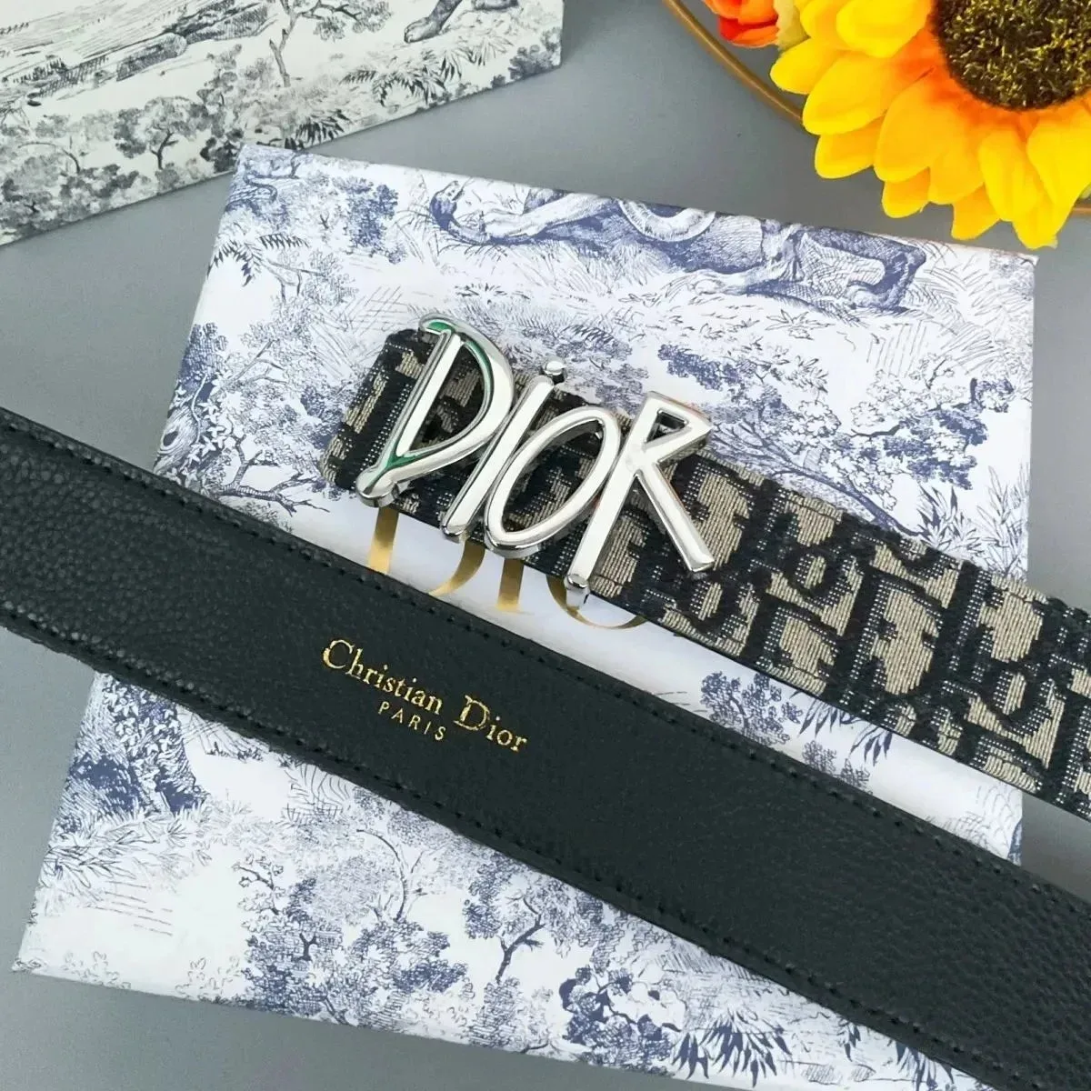 Dior Dior Black Monogram Belt Black