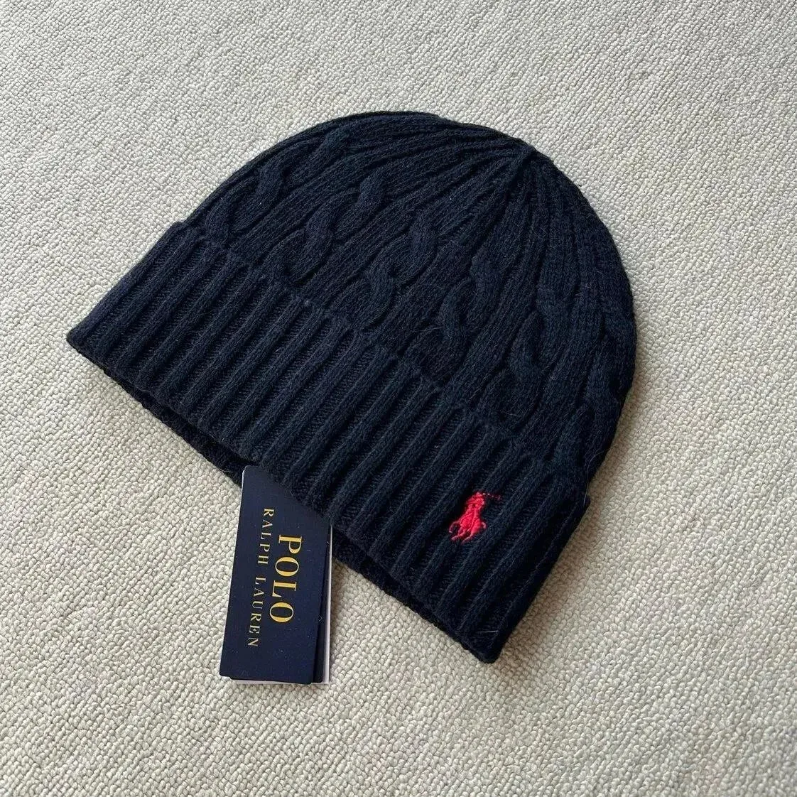 Polo Ralph Lauren Polo Ralph Lauren Cable Knit Beanie Black Black - 1