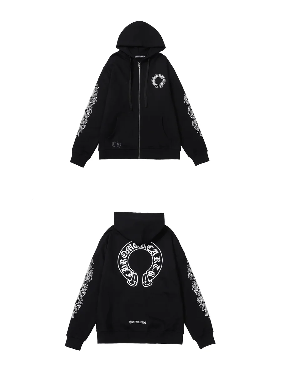 Chrome Hearts Chrome Hearts CH Cross Zip-Up Hoodie Black Solid Hoodies Black - 1