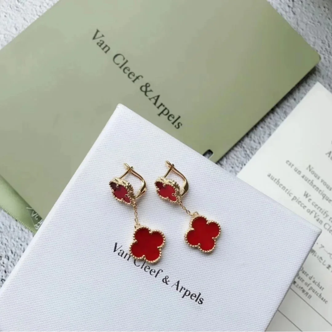 Van Cleef & Arpels Van Cleef & Arpels Alhambra Red Enamel Gold Earrings Red