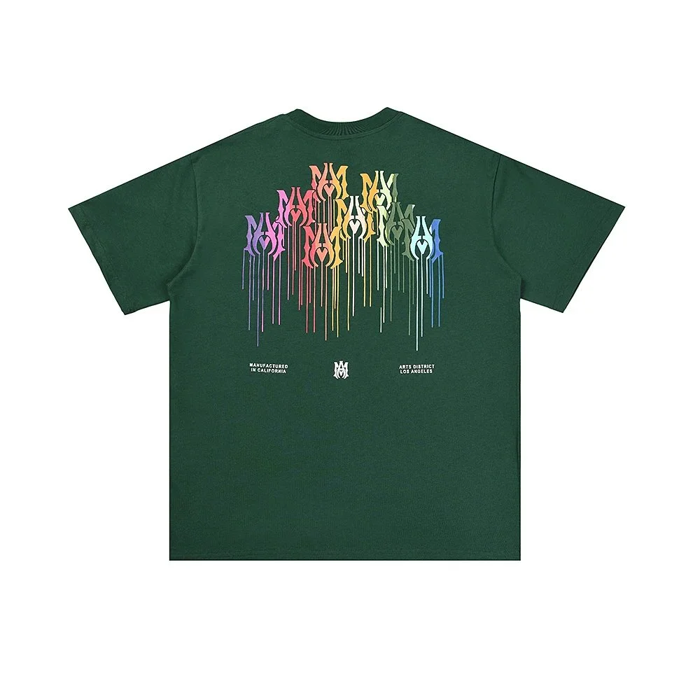 Other Unisex Green 'M' Drip Print T-Shirt Green - 1