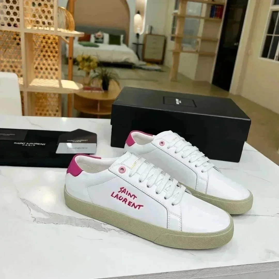 Saint Laurent Saint Laurent White with Red Logo and Pink Accents Sneakers White