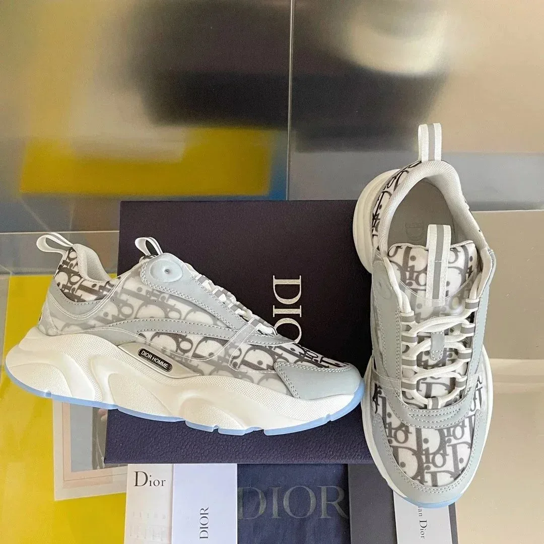 Dior Dior B23 Grey Oblique Print Sneakers Grey