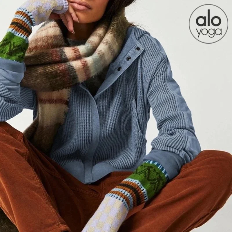 Alo Yoga Alo Yoga Blue Thermal Knit Sweater Blue - 1