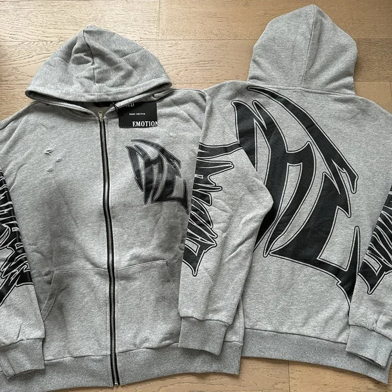 Other Gray Graphic Hoodie Unisex Grey - 1
