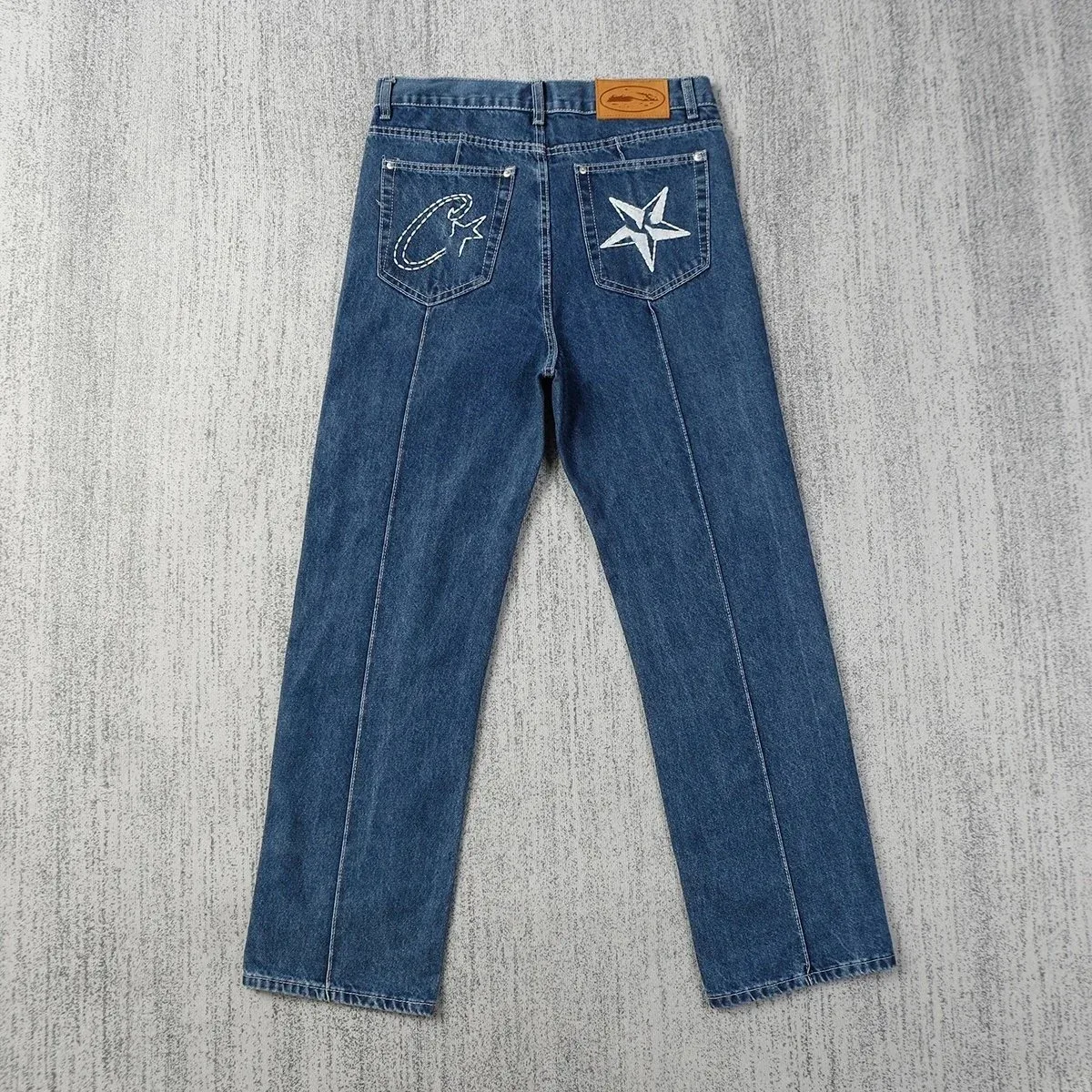 Other Unisex Star Embroidered Denim Jeans 04 Blue - 1