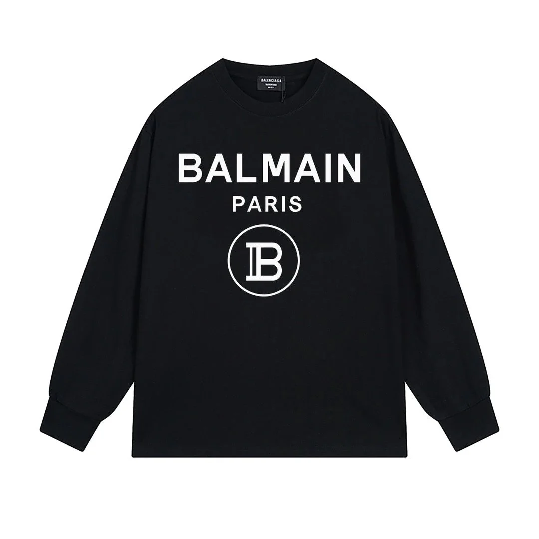 Balmain Balmain Paris Black Logo Long Sleeve T-Shirt Black