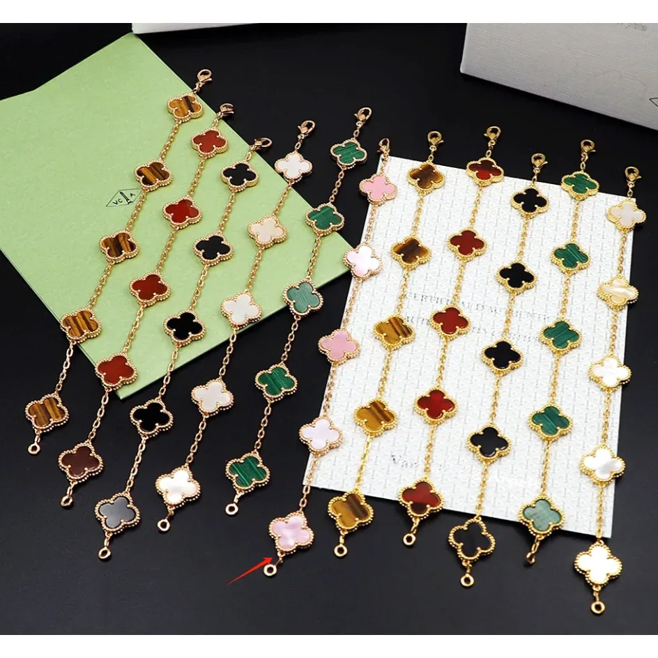 Van Cleef & Arpels Van Cleef & Arpels Alhambra 7327-6 Pink/White Four-Leaf Clover Necklace Gold