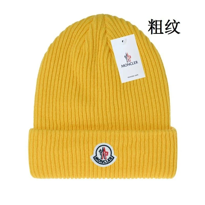 Moncler Moncler Yellow Ribbed Knit Beanie Yellow