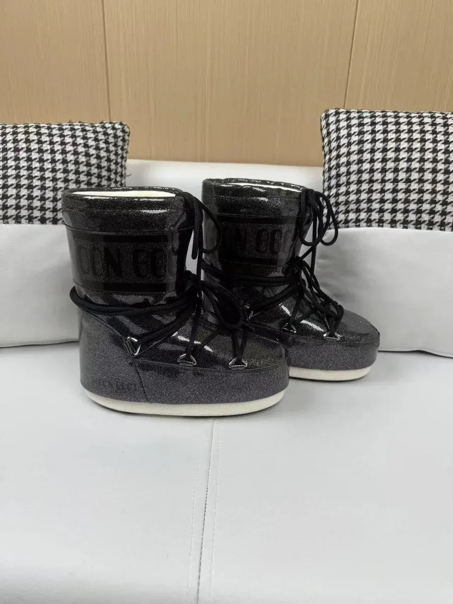 Other Black Glitter Moon Boots Winter Snow Boots Black - 1